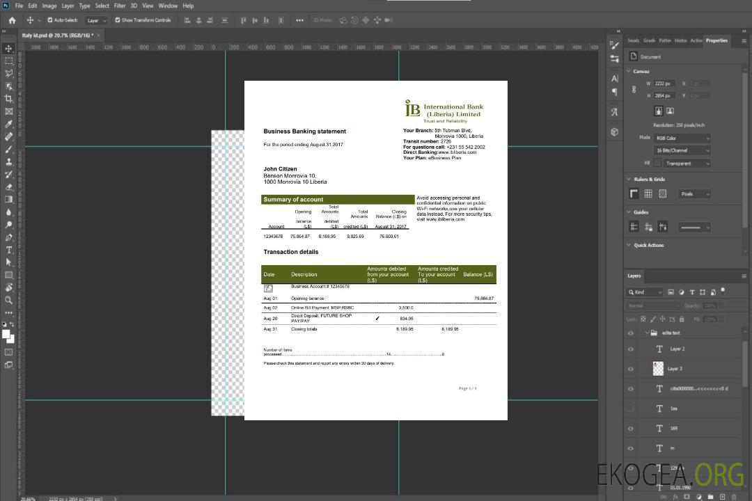 Libéria Déclaration de la IB International Bank template Libéria Déclaration de la IB International Bank template